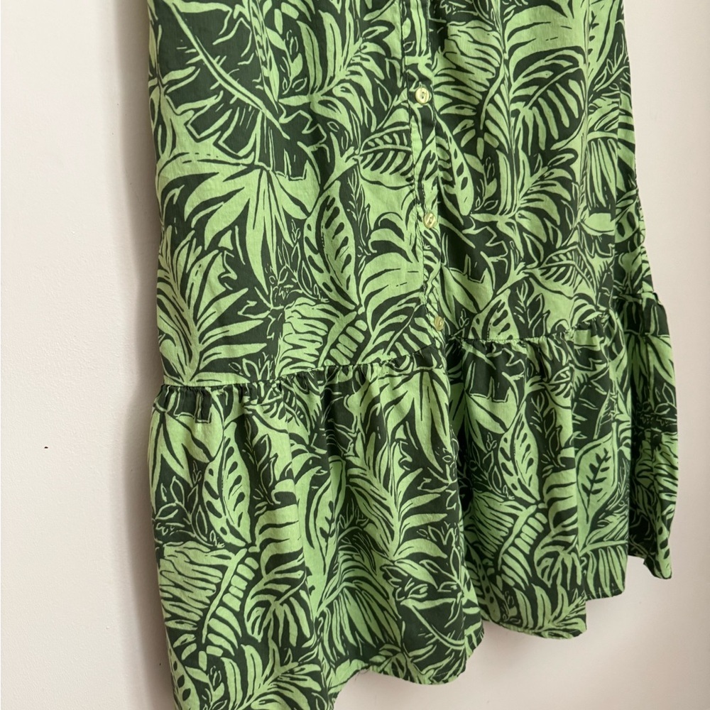 Appleseed’s Tropical Green Leaf Print Button Front Midi Dress Women’s Size 8 - Picture 5 of 6